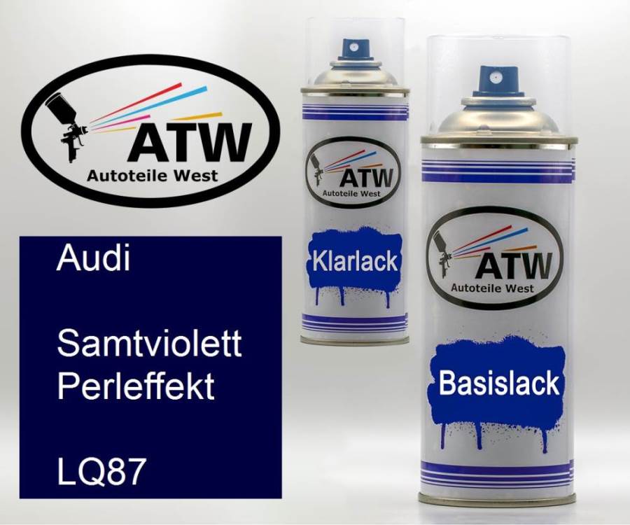 Audi, Samtviolett Perleffekt, LQ87: 400ml Sprühdose + 400ml Klarlack - Set, von ATW Autoteile West.